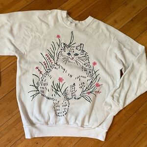 Vintage White Cat Crewneck